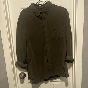 XL Button Down Corduroy Shirt - (Olive Green)